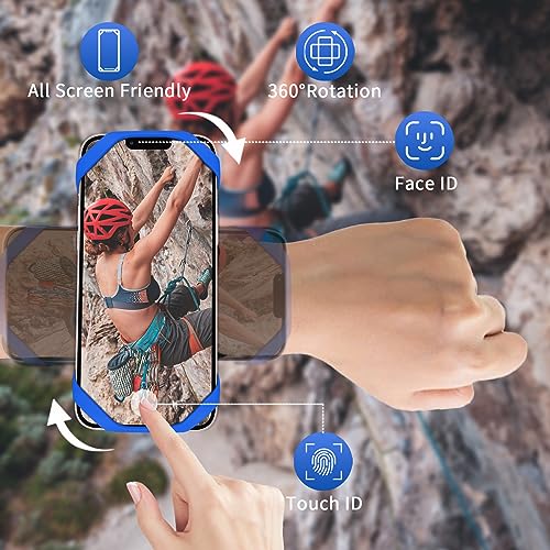 3in1 Running Armband+Wristband+Bicycle Phone Holder, 360° Rotation - color: Blue