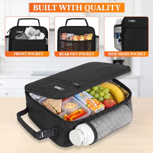 opux Insulated Lunch Box Kids & Adults, Leakproof Soft Cooler Bag, Black - color: Black