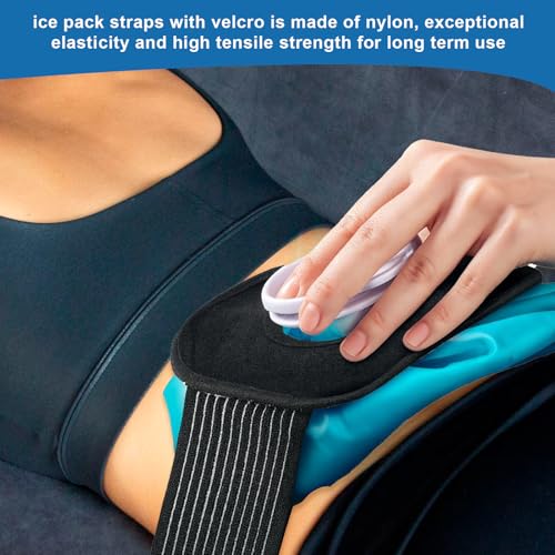 4 Pcs Ice Pack Strap, Adjustable Support Wrap, Ice Pack Wrap Extender Straps, Multipurpose Elastic Hook and Loop Extension Strap, Ice Bag Strap for Wrists, Arms, Waists, Knees Ice Belt, 41 Inches