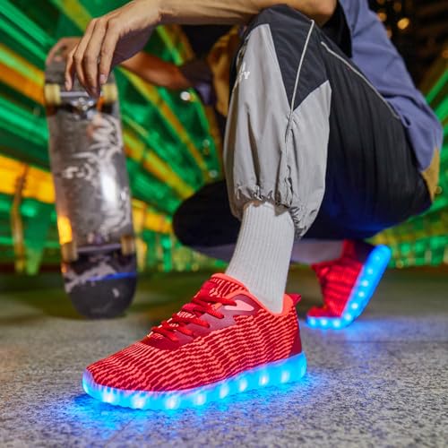 Light Up Shoes for Women Men, LED Sneakers USB Charging Unisex Adult Glow Party Cool Dancing Shoes - color: Red, size: 5 Women/4 Men