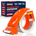 Clear Packing Tape with Dispenser 1.88 inch - Metal Strong & Durable Heavy Duty Packing Tape with Dispenser - Strong Strapping Tape with Dispenser Easy Tear & Seal - 1 Roll / 1 Dispenser / 54.5 Yards - size: 54.5 yd