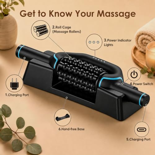 Electric Rolling Percussive Massager, Deep Tissue Massage Roller & 6 Speeds
