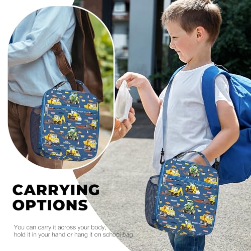 Clastyle Car Insulated Kid Lunch Bag for Boy Lunch Box, Yellow Excavator - color: Yellow Excavator