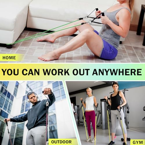 WHATAFIT Resistance Bands with Handles, 150 lb Exercise Bands Set - color: Navy Blue