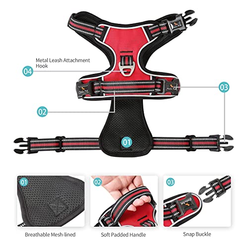 HEELE Dog Harness, Neck Release, No Pull Front Clip Vest, Reflective Red S - color: Lock Red, size: S (Pack of 1)