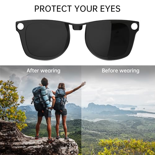 HIBLOKS Polarized Clip-on for Ray-Ban Meta Wayfarer (Standard 50-22, Green) - size: Standard, Green, Shiny Black Frame