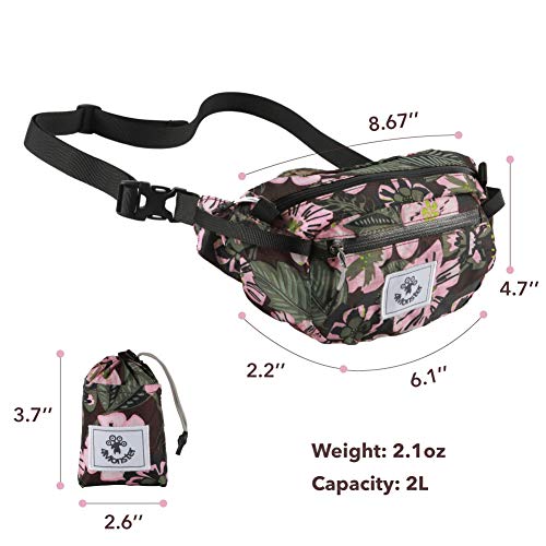 4Monster Hiking Waist Packs Portable,Water Resistant Fanny Bag with Adjustable Strap,Lightweight Crossbody Chest Bag Slim Bag - color: Flower Pink