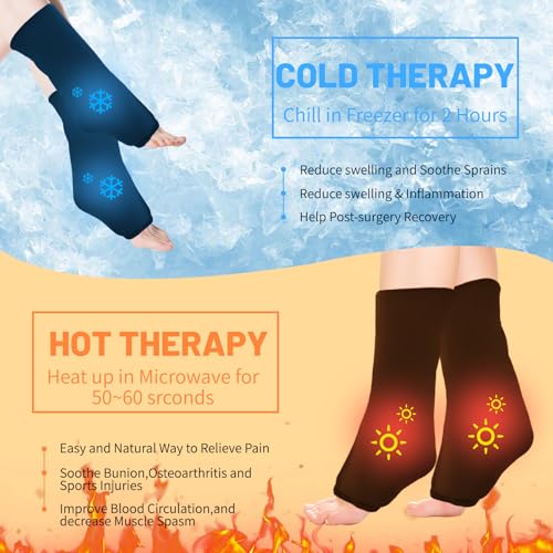 Ankle Ice Pack for Swelling, Reusable Ankle Ice Pack for Ankle Sprains, Cold Therapy Sock Compression, Relieve Plantar Fasciitis, Achilles Tendonitis, Sore Feet and Heels