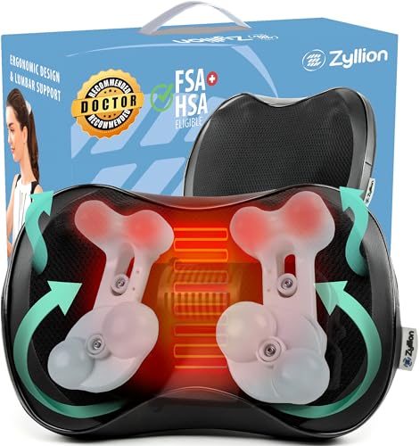 Zyllion ZMA-25 Back and Neck Massager with Heat for Pain Relief, Black - color: Zma-25: Black (8 Nodes)