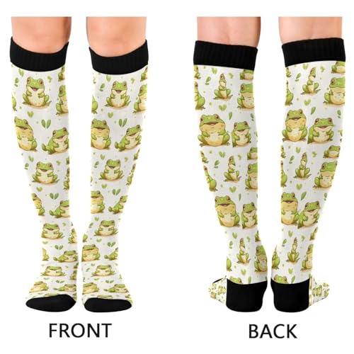Snowflake Red Christmas Compression Sock for Women Men Funny Support Knee High Socks Running,Nurses,Travel - color: Frog Poses