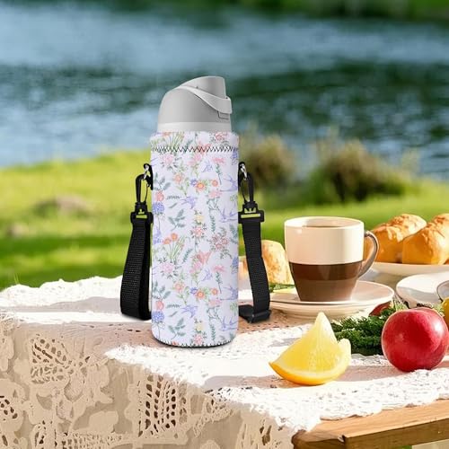 RICHEN Neoprene Water Bottle Carrier Bag with Adjustable Shoulder Strap,Insulated Water Bottle Cover for Stainless Steel/Glass/Plastic Bottles - color: BC55, size: 750ml