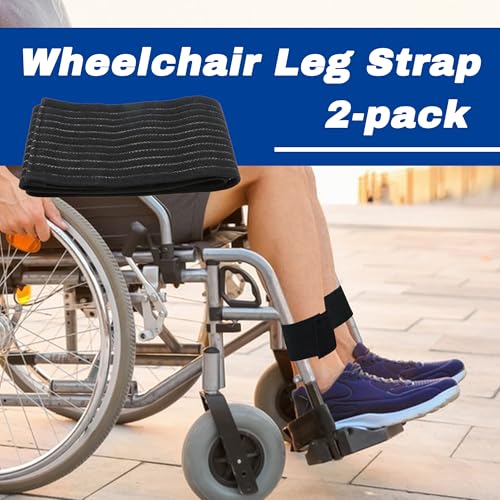 2 Pack Wheelchair Leg Straps - Polyester Material, Breathable & Elastic - Foot, Calf & Seat Belt Restraints for Wheelchair Accessory - size: Breathable