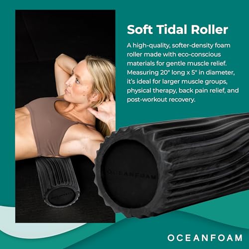 Oceanfoam Soft Tidal Roller - Soft Density Foam Roller (Black & Charcoal) - color: Black & Charcoal Marbled
