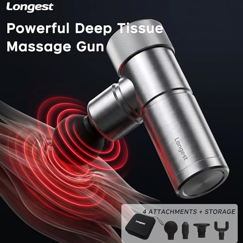 LONGEST Mini Massage Gun for Pain Relief, 4 Heads, Blue - color: 3. Blue