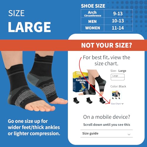 3 Pairs Plantar Fasciitis Socks Ankle Compression Sleeve with Arch Support - color: Black（3 pairs）, size: Large