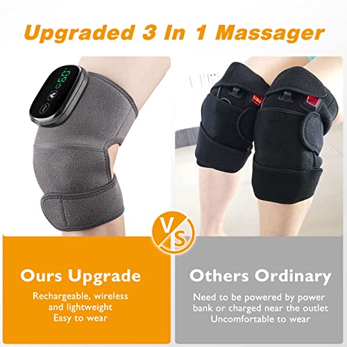 Cordless Knee Massager with Heat Vibration, Knee Heating Pad, Electric Heated Knee Brace Shoulder Heating Pads Elbow Wrap with 3 Heat Levels and Massage Modes - style: Pack of 1