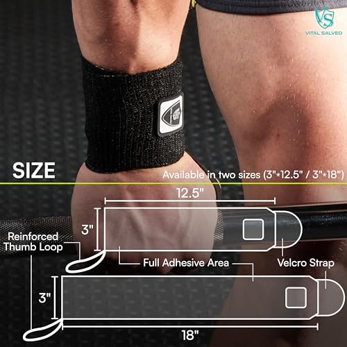 Vital Salveo- Adjustable both hands design Wrist Straps, Wrist Brace Support, Elastic Breathable for Wrist Sprain, Tendonitis, Tennis, Sports Men, Women (Pair) /3"* 12.5" - size: Wrist 3"*12.5"(Pair)