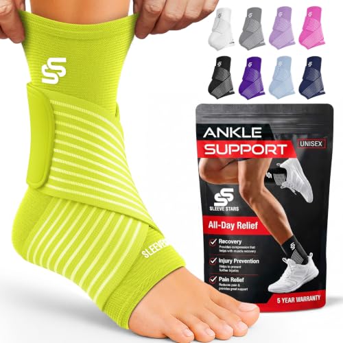 Sleeve Stars Ankle Brace Men & Women (Single/M:10"-12"/Neon Yellow Green) - color: Neon Yellow Green, size: Medium