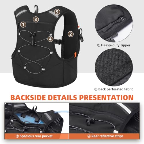NOOLA Running Vest for Women Men with 2 Pcs 500ml Soft Flask & Phone Holder - size: Small
