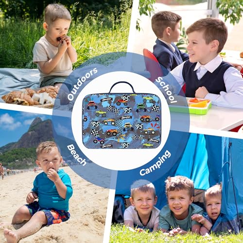 Clastyle Car Insulated Kid Lunch Bag for Boy Lunch Box, Blue Racing Flag - color: Race Car