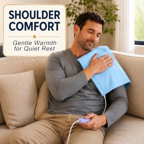 Boncare® Stay-On Small Vinyl Electric Heating Pad for Neck and Shoulders and Back Without Auto-Off, Low & High Heat Levels, Waterproof Hot Heat Pad with Washable Cover (11.5"x13.5", 1-Pack) - size: 11.5" x 13.5"