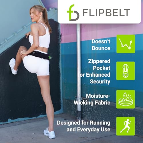 FlipBelt Zipper Running Belt, Waist Pack for Fitness and Running, US Company - color: Elite Black, size: X-Small