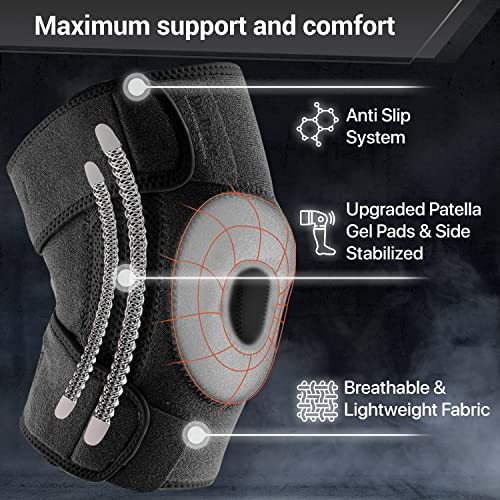 DR. BRACE ELITE Knee Brace with Side Stabilizers & Patella Gel Pads - color: Pluto, size: X-Large
