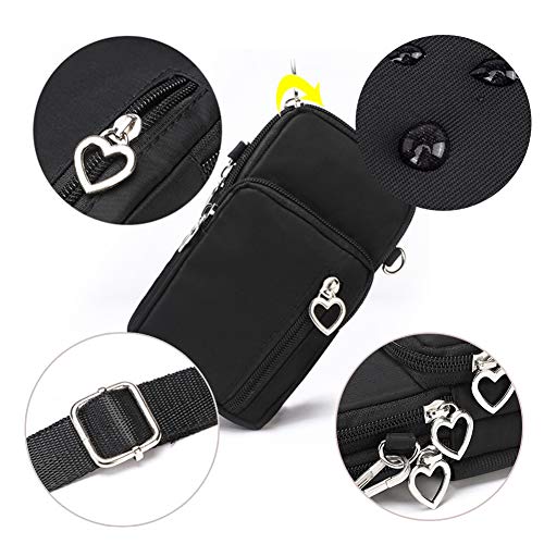 Outdoor Sweat-Proof Running Armbag Cross-Body Shoulder Casual Wallet Purse Crossbody Bag Gym Fitness Cell Phone Key Holder for iPhone 13 12 Pro Max Xs Max/Xr,Galaxy Note 10, P30 Pro,Black - color: #9
