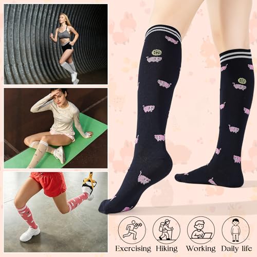 6 Pairs Compression Socks for Women Men - color: Animal