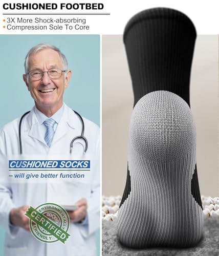 BULLIANT Men's Cushioned Compression Knee High Sports Recovery Socks 3Pack - color: 3pairs-black8394, size: Small-Medium