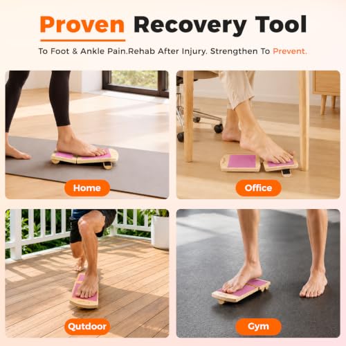 Adjustable Balance Board for Ankle Strengthening & Stability - color: Pink, size: 11.8*4.3 inch