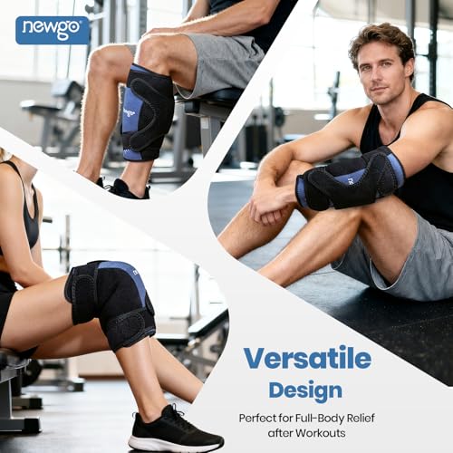 NEWGO 360° Knee Ice Wrap, 60-Min Cold Therapy with Ice Grid, 2 Pack