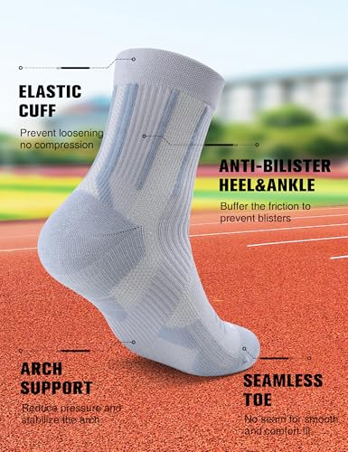 Mens Compression Running Socks: 360° Targeted Support Secure Fit - color: B-black Gray Gray, size: 13-16
