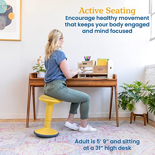 ECR4Kids Sitwell Wobble Stool with Cushion, Adjustable Height, Active Seating, Yellow - color: Yellow