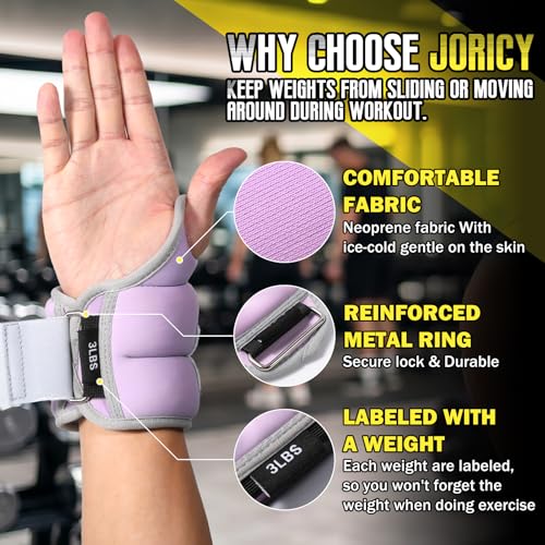 Wrist Weights with Thumb Loops Lock for Men Women Weighted Gloves - color: Light Purple, size: 3 lb Each (6 LBS Total)