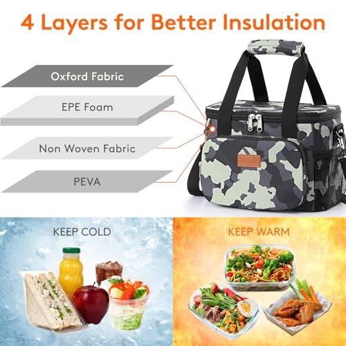 Lifewit Insulated Lunch Box for Men, Lunch Bag Cooler Women, 12-Can 9L - color: Camouflage, size: Medium(9L)