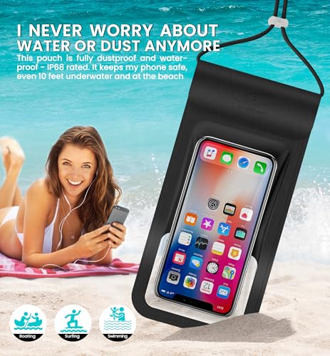 HiRui Universal Waterproof Phone Pouch, Black, X-Large - color: Black, size: X-Large