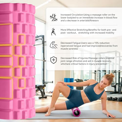 Foam Roller 13" Multi Density Fitness Exercise for Muscle Recovery - color: Pink