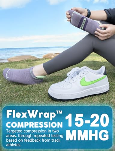 Juclise Women's No Show Compression Running Socks, 3 Pairs - color: Charged Purple+lavender Lux+bright Lilac, size: Large