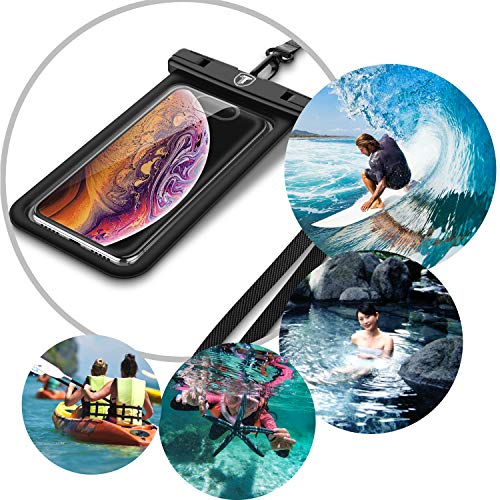 [Floating Waterproof Phone Pouch for Samsung Galaxy S25 Ultra S24 Plus S23+ S22 Note 20 Ultra A16 A15 A14 A13 A51 A71 A35 A36 5G iPhone 16E 16 15 14 Pro Max XS XR Cell Phone Dry Bag Case-Black