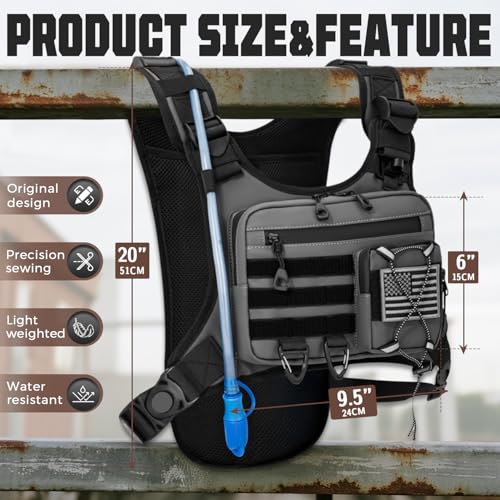 Hydration Vest with 2L Water Bladder for Men and Women,Lightweight Adjustable Hydration Backpack,Hiking Backpack with Water Bladder for Climbing Cycling Hiking - color: Grey