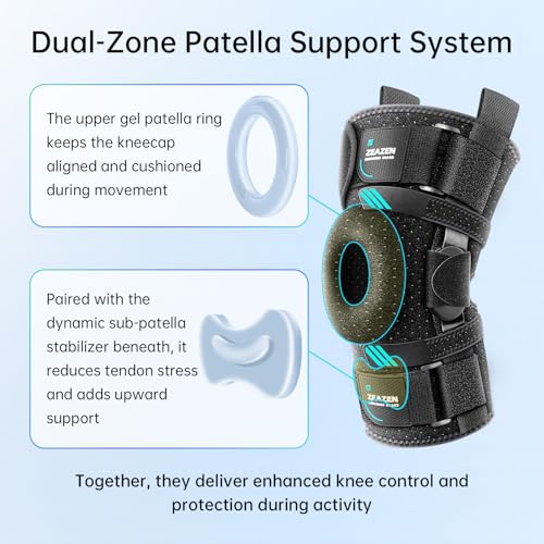 Hinged Knee Brace with Dual Metal Side Stabilizers & Patella Support – Adjustable Open Patella Knee Support for Men and Women – Helps with ACL, MCL, Meniscus Issues – Breathable Design for Sports, Running, Workout (Medium) - size: Medium