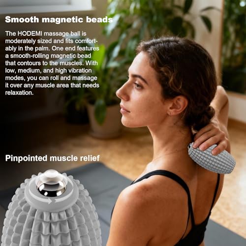 HODEMI Vibrating Massage Ball Roller with Rolling Head, 3 Speeds, Gray - color: Gray