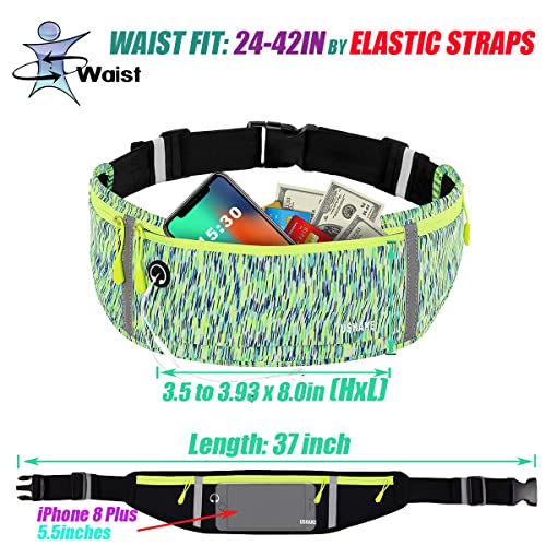 USHAKE Slim Running Belt, Bounce Free Fanny Pack Phone Holder - color: Green