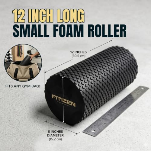 Foam Roller for Muscle Massage, Stiff Back Pain Relief, Physical Therapy, Deep Tissue, Exercise Equipment for Home Gym, Stress, Yoga, Pilates for the Fit Citizen (Black, Small 12 x 6 Inches) - size: Small 12 x 6 Inch