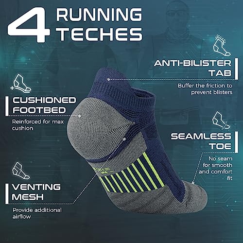 Rahhint Running Ankle socks Coolmax Moisture Wicking & Breathable Cushioned - color: Blue, size: Small