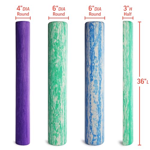 OPTP PRO-ROLLER Standard Density Foam Roller – Round, Green, 36" x 6" - style: Green, 36" x 6", Standard Density