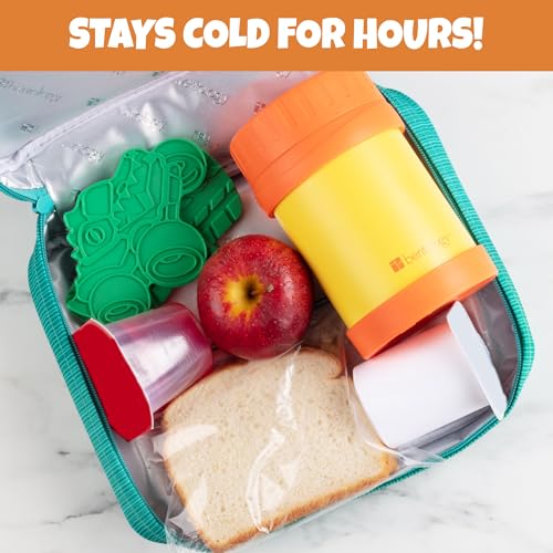 Kids Hard Ice Packs 3 Pack, Slim Reusable Freezer Packs for Lunch Boxes - color: Monster Truck Green