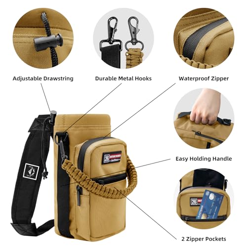 NATURE PIONEOR 26-128 oz Insulated Water Bottle Carrier Holder with Strap - color: Brown, size: 18-26oz