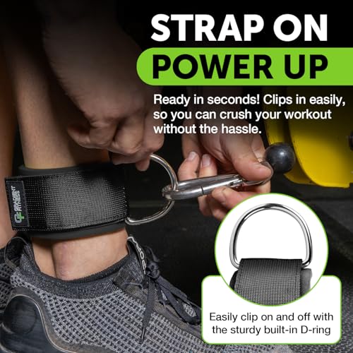 Ankle Straps for Cable Machines, Adjustable, 2 Pack - style: Black 1 D-Ring